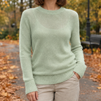 Adrienne-Sage Sheer Knit Sweater