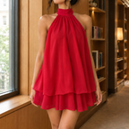 Autumn Layered Halter Dress