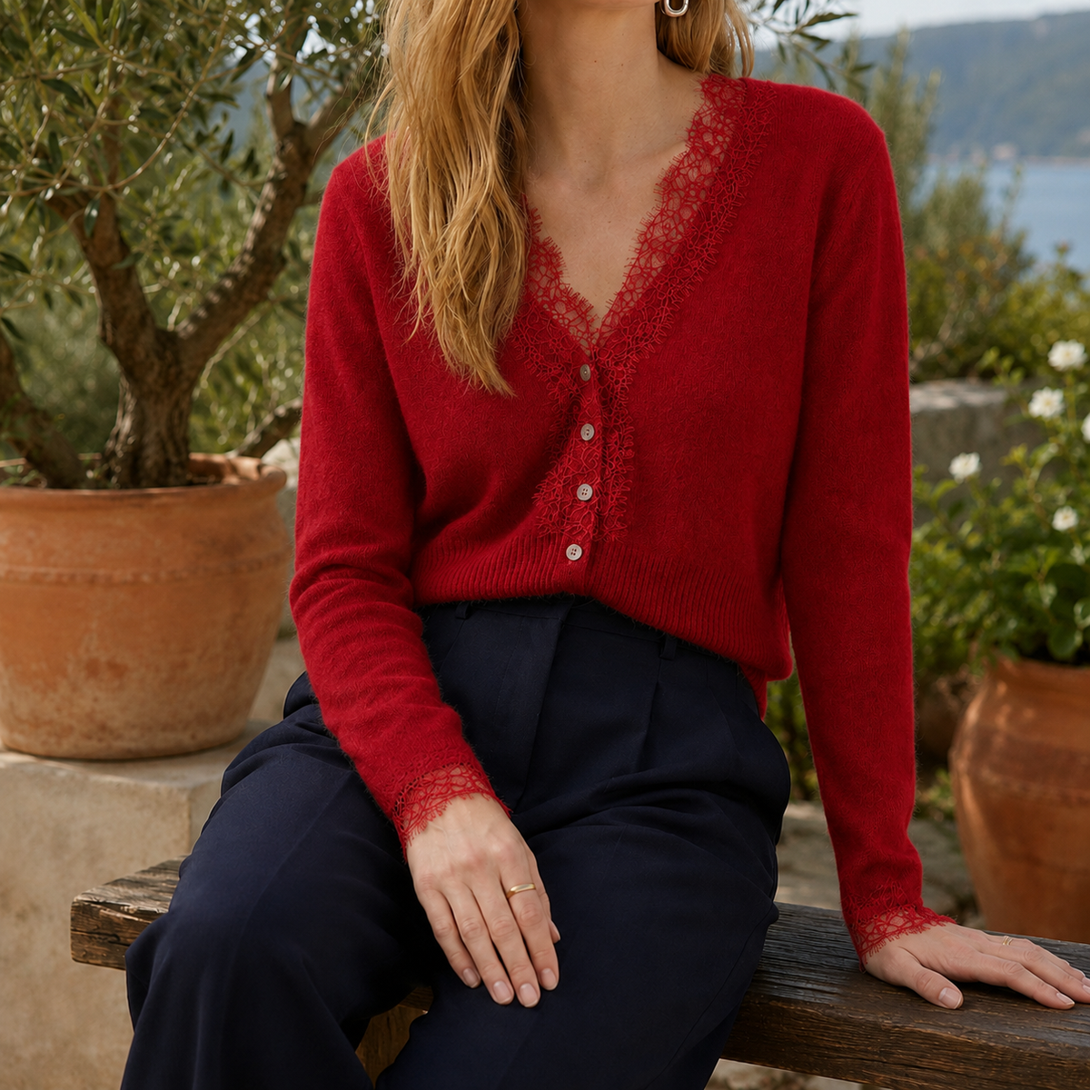 Zelda-Louise Lace Cashmere Cardigan