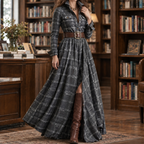 Antonia-Lane Plaid Maxi Dress