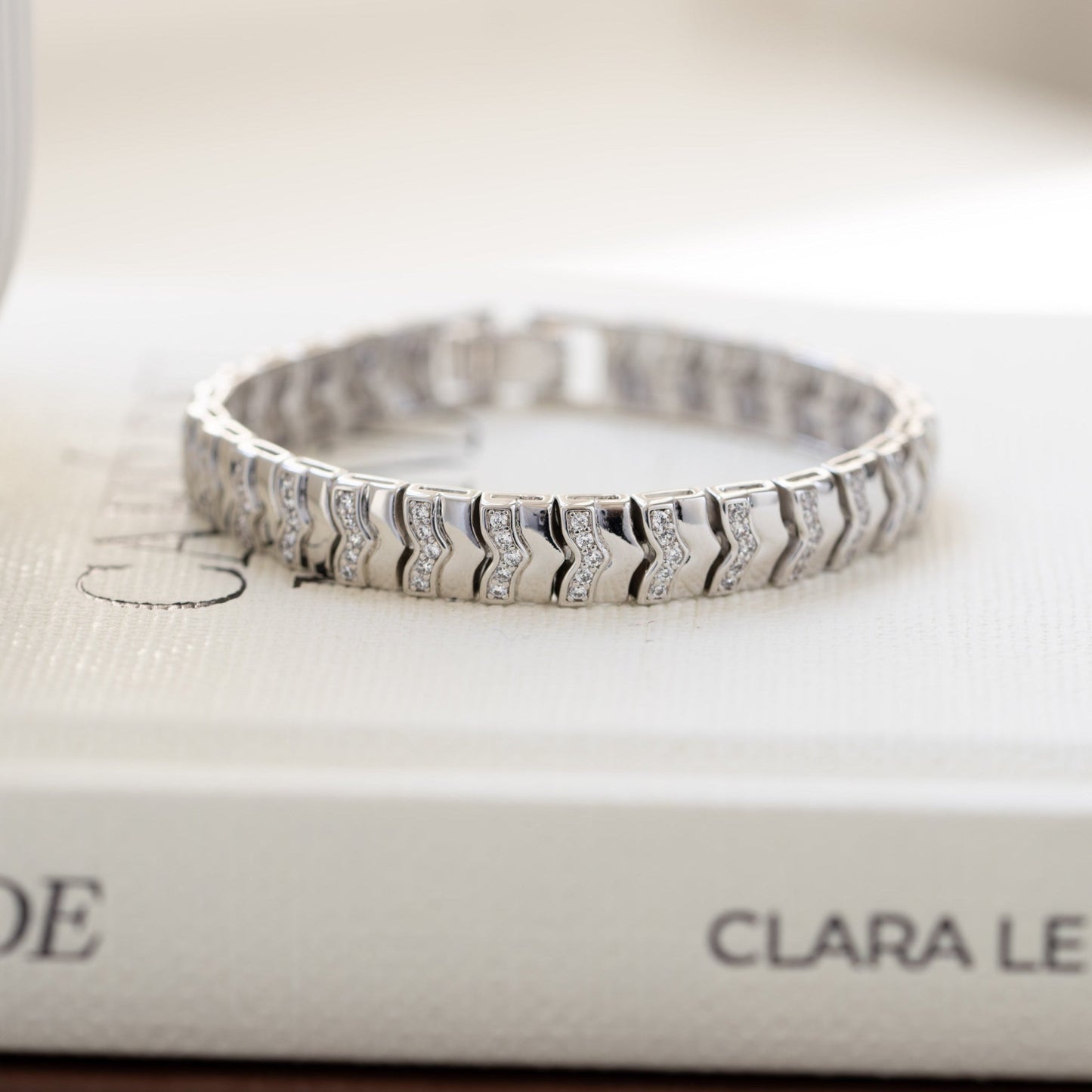 Textured Chevron Chain Tennis Bracelet