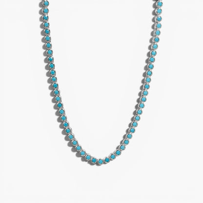 Dainty Round Turquoise Tennis Necklace