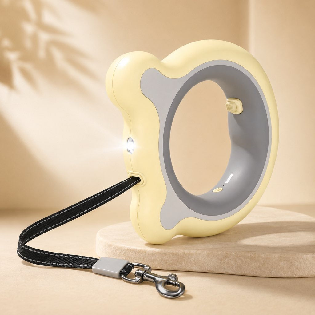Retractable Dog Leash for Night Walks & Daily Walks - Optional LED Light, 16ft Reflective Tape & One-Touch Brake for Better Visibility and Control