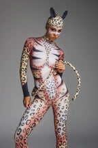 Leopard Print Jumpsuit with Face Mask