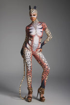 Leopard Print Jumpsuit with Face Mask