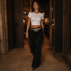 Elarosa – Western Fringe Suede Fringe Flare Pants