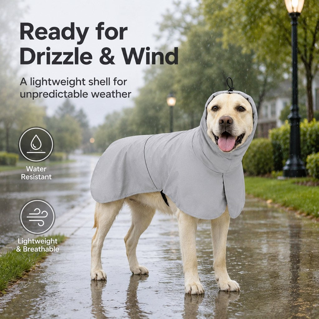 Hooded Dog Sun & Rain Cape for Summer Walks - Lightweight Neck-to-Back Coverage for Drizzle, Wind & Sunny Outdoor Days