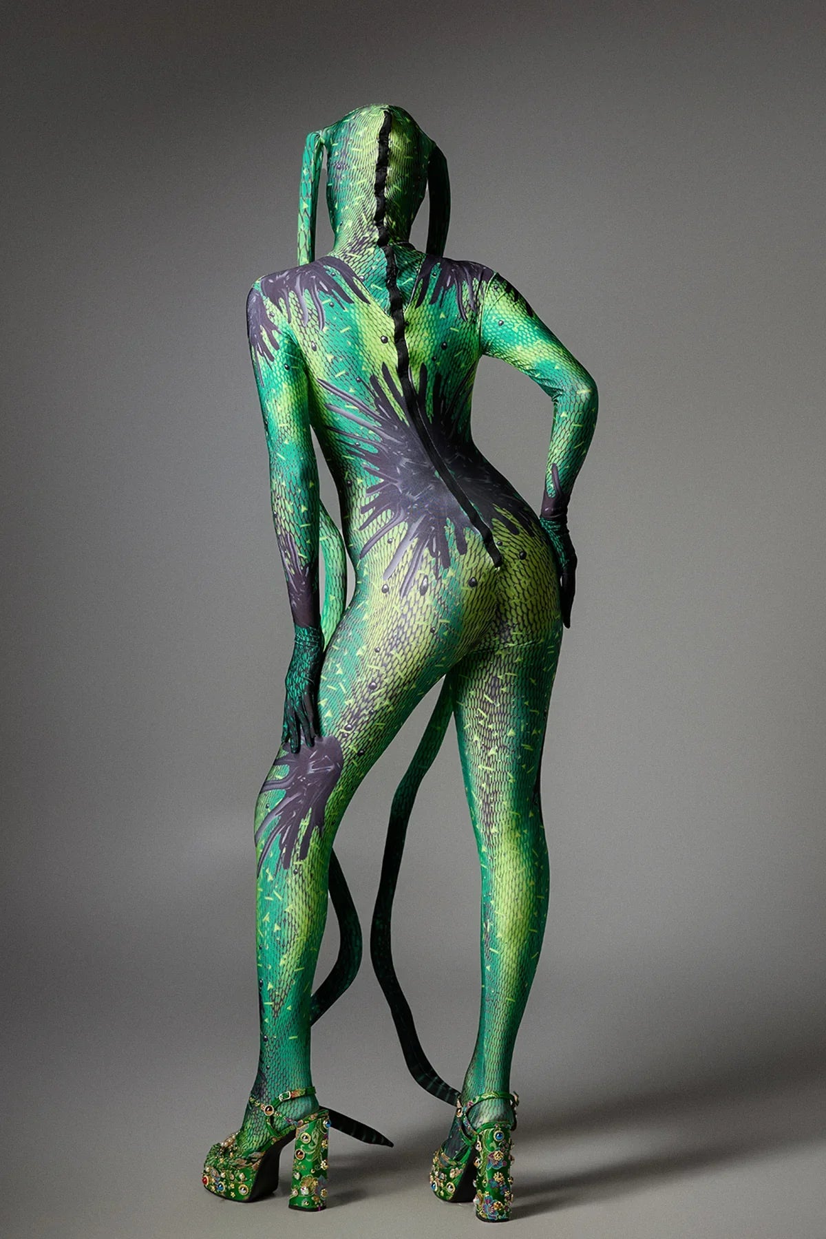 Lizard Print Jumpsuit with Headpiece