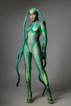 Lizard Print Jumpsuit with Headpiece