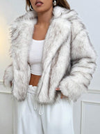 Marled Plush Cropped Jacket with Wide Collar
