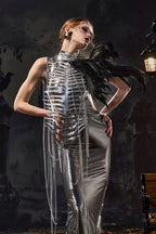 Metallic Chain Maxi Dress