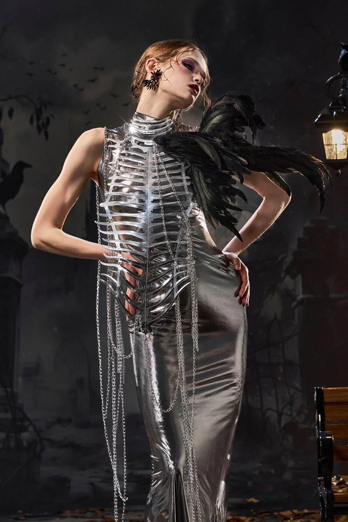 Metallic Chain Maxi Dress