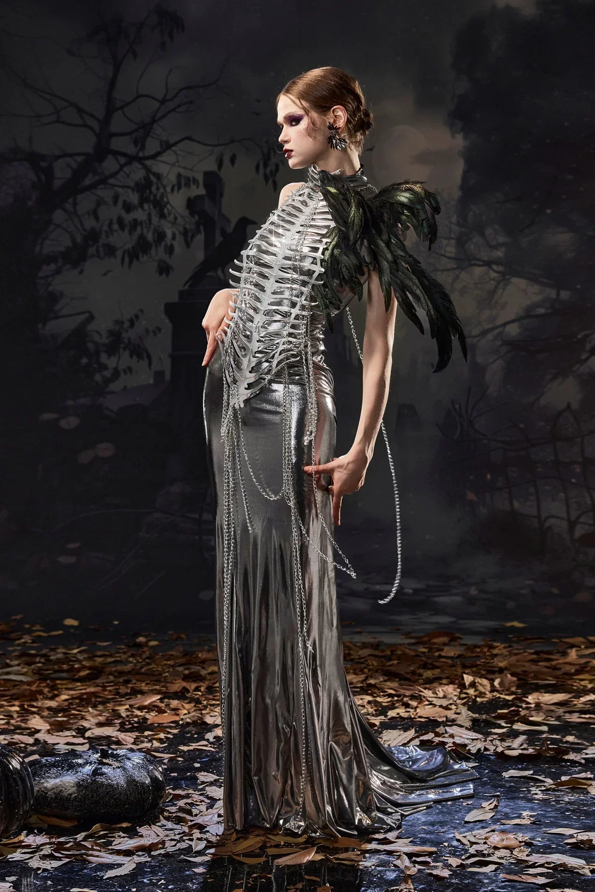 Metallic Chain Maxi Dress