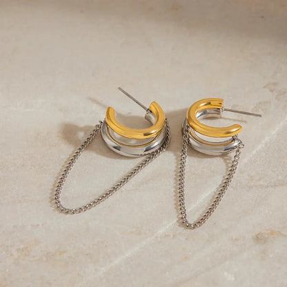 Gold Link Chain Hoop Earrings