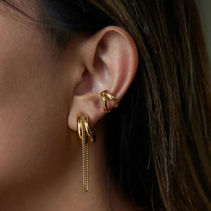 Gold Link Chain Hoop Earrings
