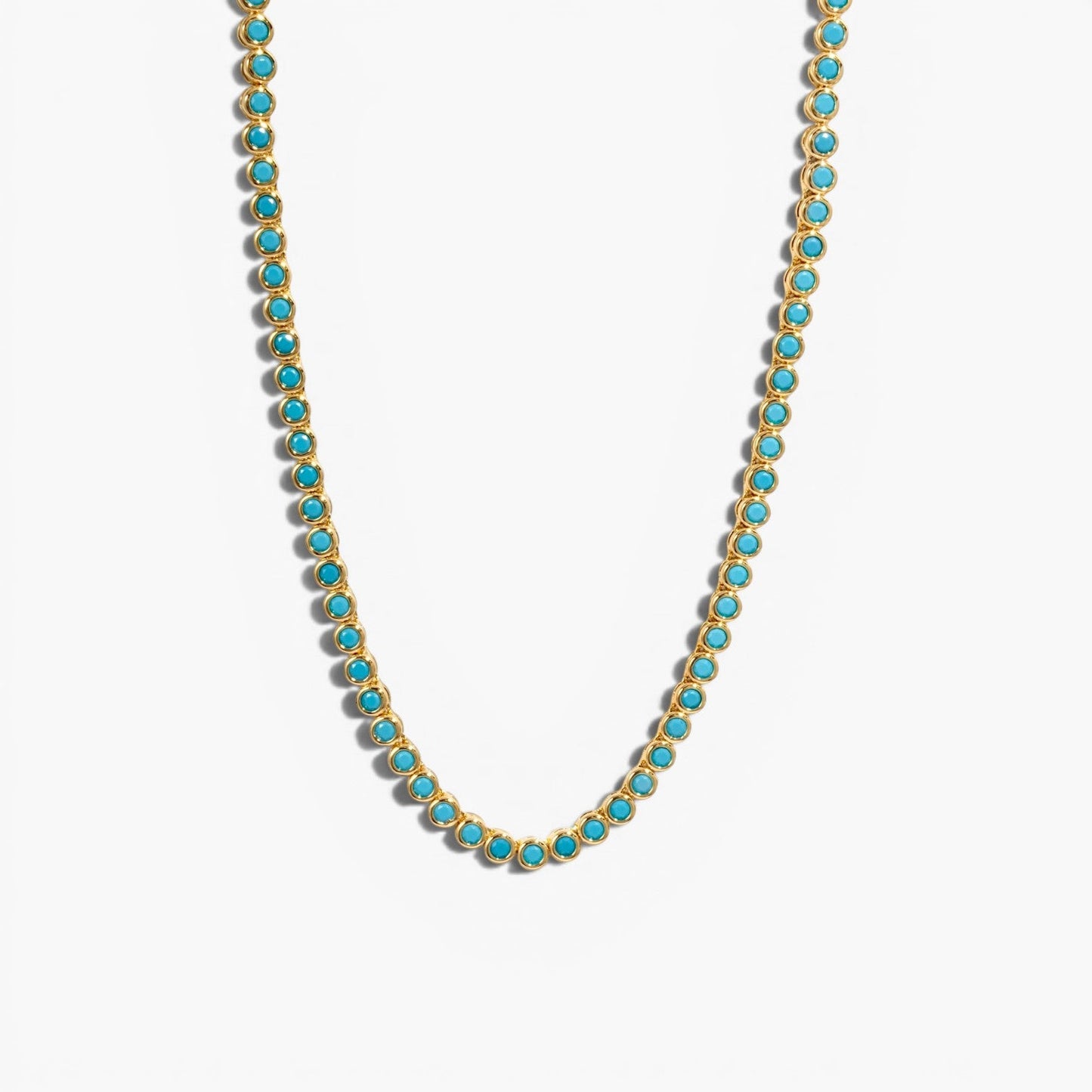 Dainty Round Turquoise Tennis Necklace