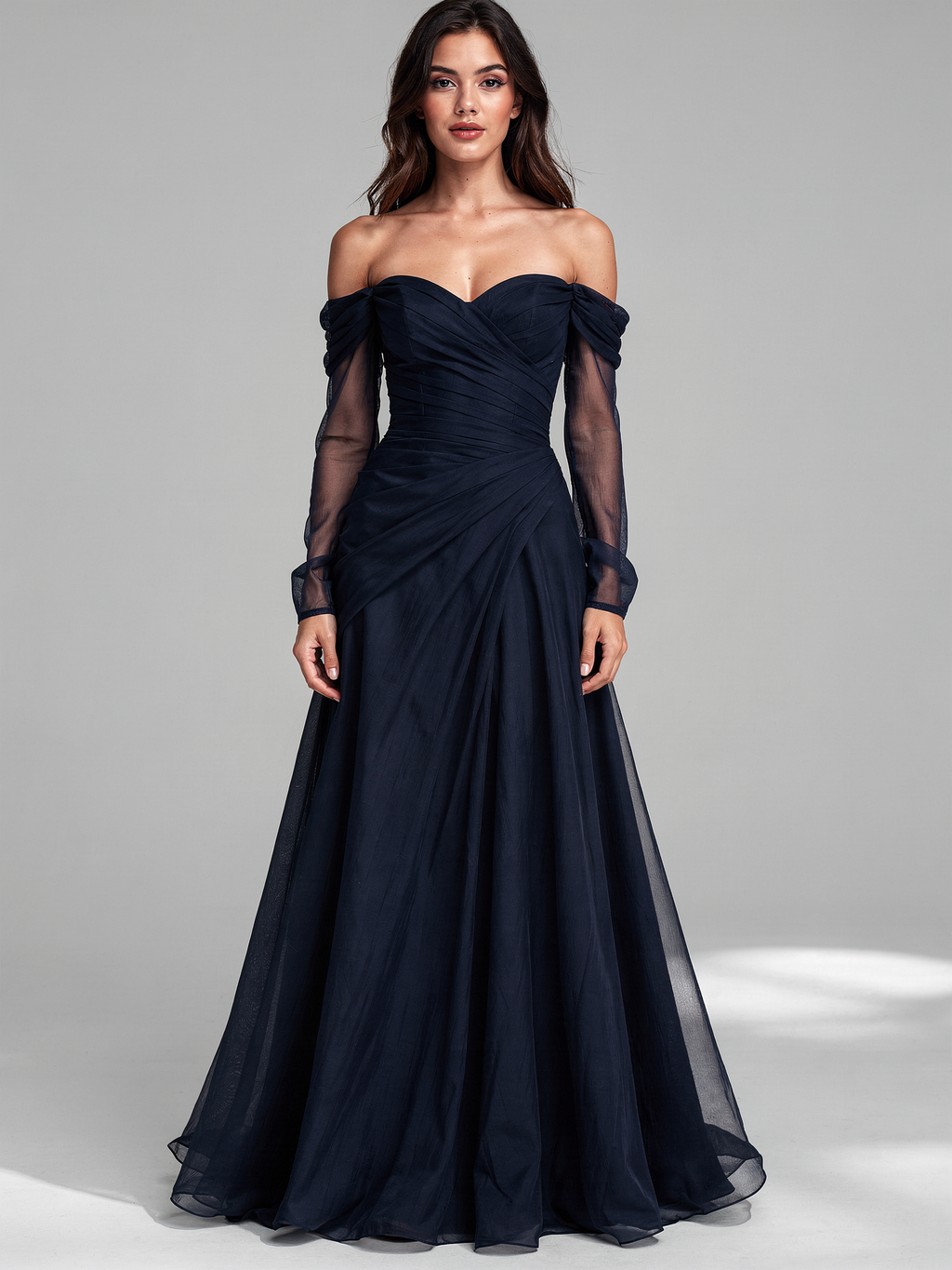 Off-Shoulder Chiffon Maxi Dress