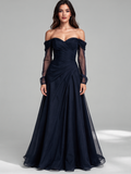 Off-Shoulder Chiffon Maxi Dress