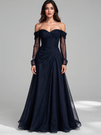 Off-Shoulder Chiffon Maxi Dress
