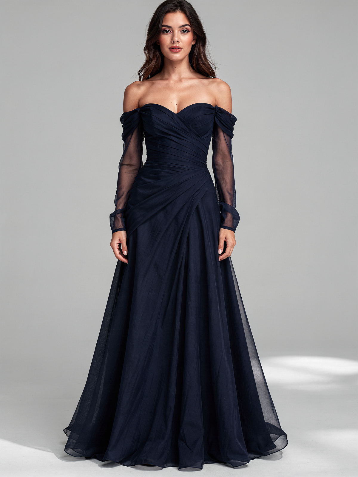 Off-Shoulder Chiffon Maxi Dress