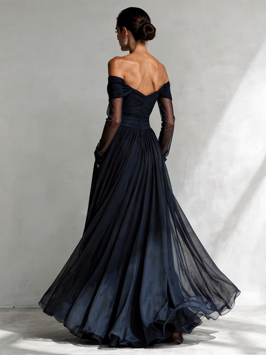 Off-Shoulder Chiffon Maxi Dress