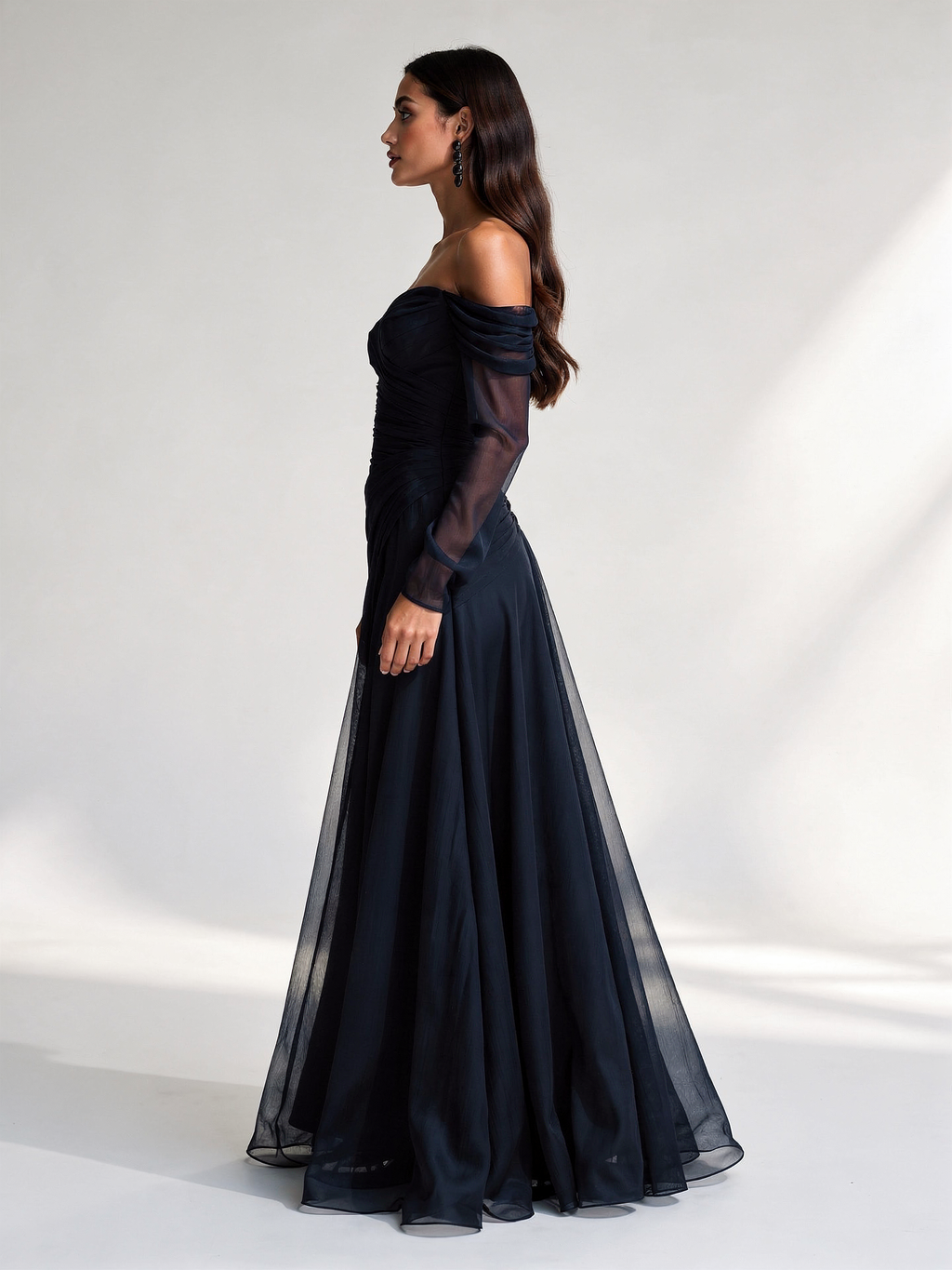 Off-Shoulder Chiffon Maxi Dress