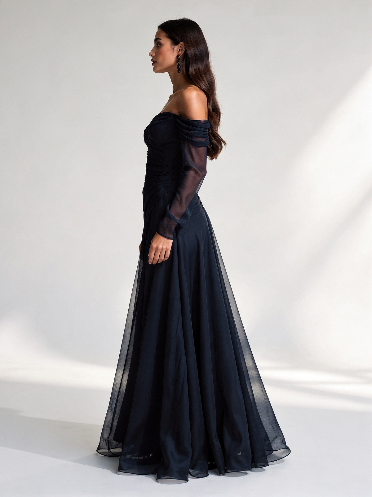 Off-Shoulder Chiffon Maxi Dress