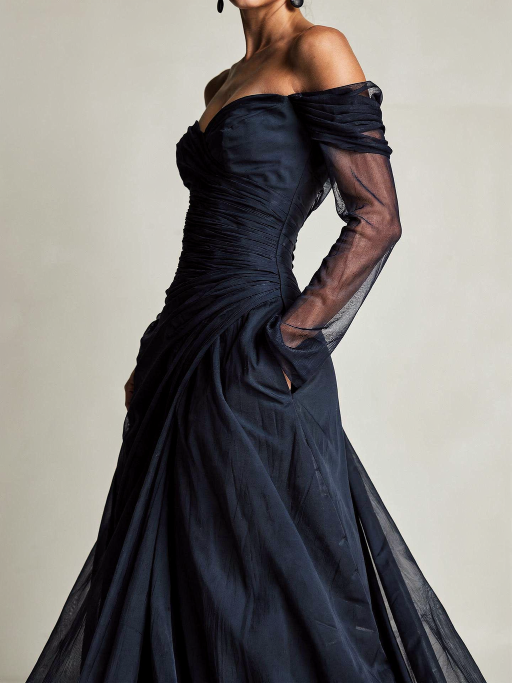 Off-Shoulder Chiffon Maxi Dress