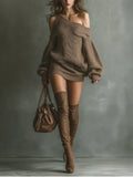 Off-Shoulder Knit Mini Dress