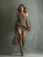 Off-Shoulder Knit Mini Dress