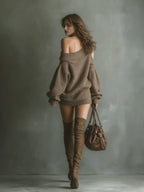 Off-Shoulder Knit Mini Dress