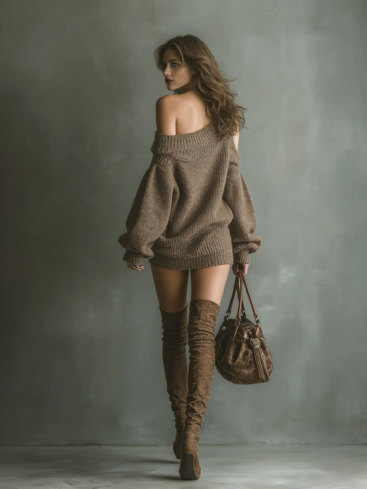 Off-Shoulder Knit Mini Dress