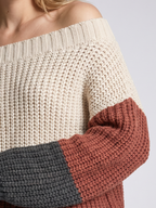 Off-Shoulder Striped Knit Sweater