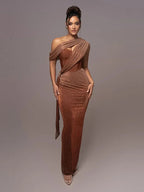 One-Shoulder Draped Maxi Dress