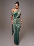 One-Shoulder Draped Maxi Dress