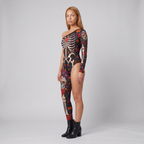 One Shoulder Skull Print Jumpsuit