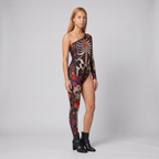 One Shoulder Skull Print Jumpsuit