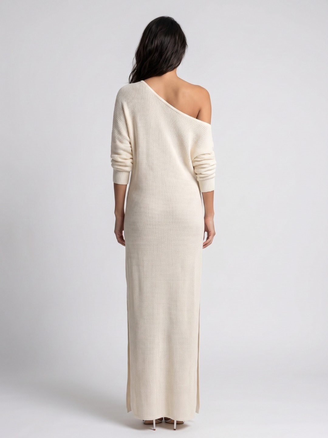 One-Shoulder Textured Maxi Dress