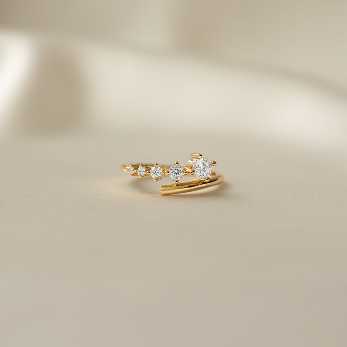 Gold Cubic Zirconia Bypass Stackable Ring