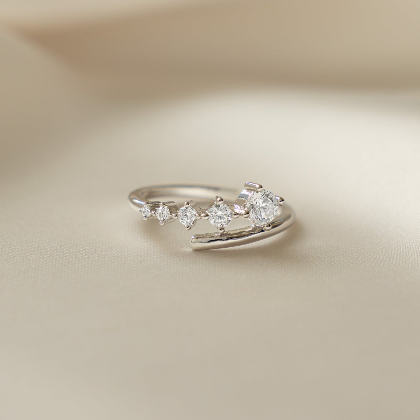Gold Cubic Zirconia Bypass Stackable Ring
