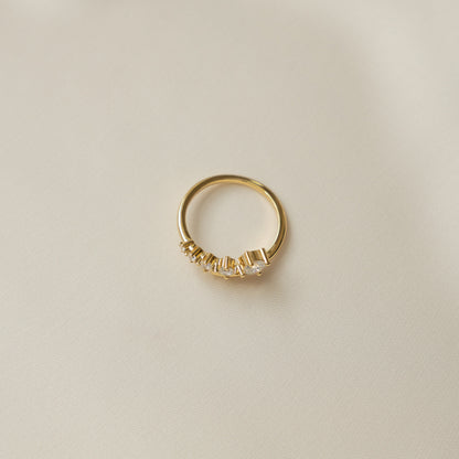 Gold Cubic Zirconia Bypass Stackable Ring