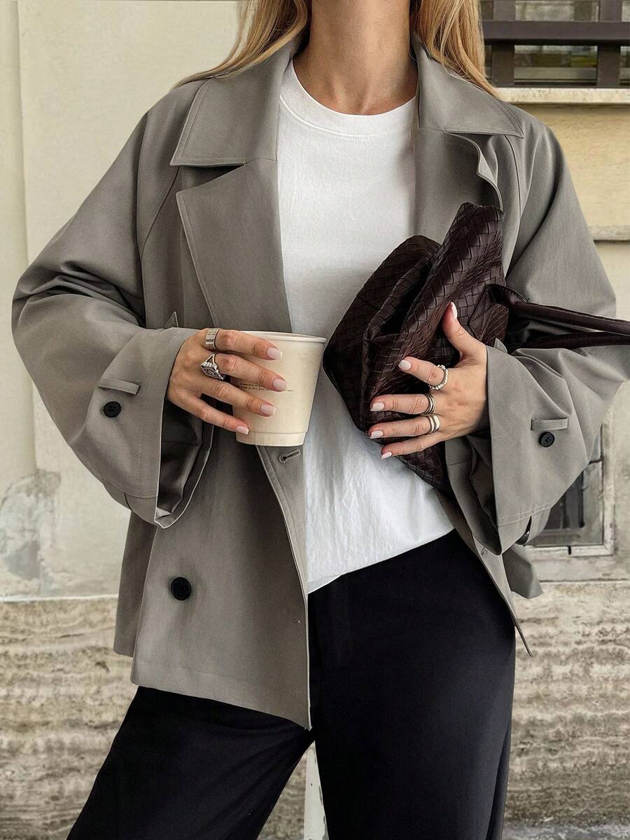 Oversized Double Breasted Wide Lapel Jacket