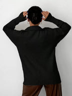 Oversized Half Zip Jumper with Fold Over Collar