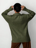 Oversized Half Zip Jumper with Fold Over Collar