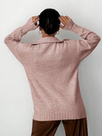 Oversized Half Zip Jumper with Fold Over Collar