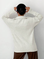 Oversized Half Zip Jumper with Fold Over Collar
