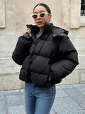 Oversized Hooded Puffer with Drawstring Hem