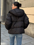 Oversized Hooded Puffer with Drawstring Hem