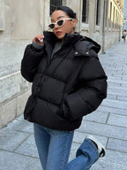 Oversized Hooded Puffer with Drawstring Hem