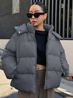 Oversized Hooded Puffer with Drawstring Hem